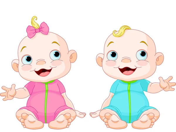 可爱笑脸双胞胎 — 图库矢量图片