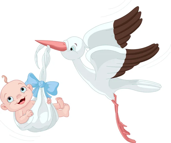 Stork And Baby Boy Royalty Free Stock Illustrations