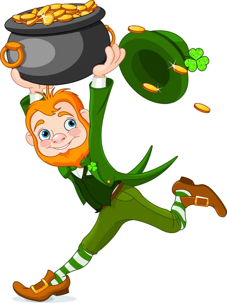 Lopende leprechaun — Stockvector