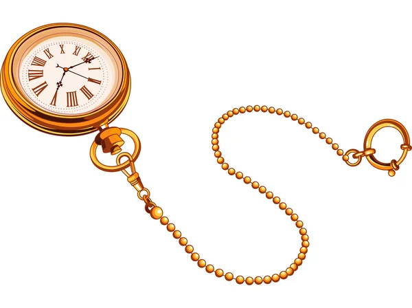 Reloj de bolsillo de oro — Vector de stock