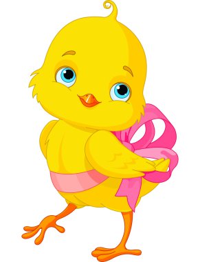 Chick with bow clipart