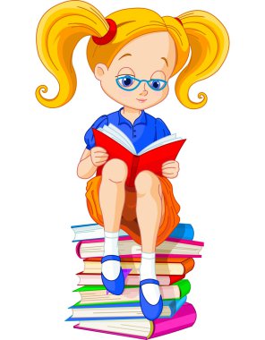 kız kitap okuyor.