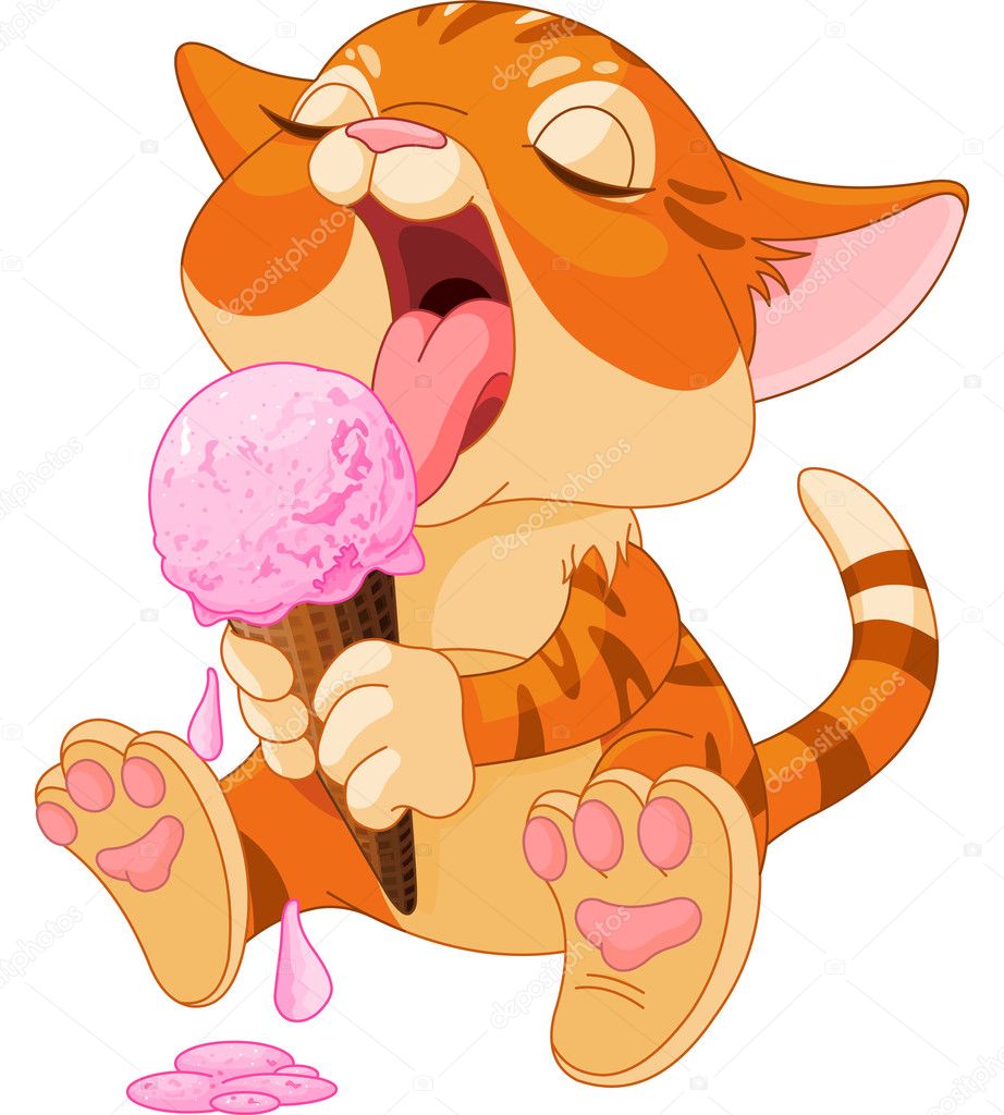 Kitten Eating Ice Cream Stock Vector By Dazdraperma