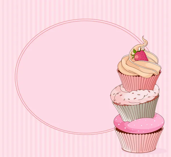 Cupcake lugar cartão — Vetor de Stock