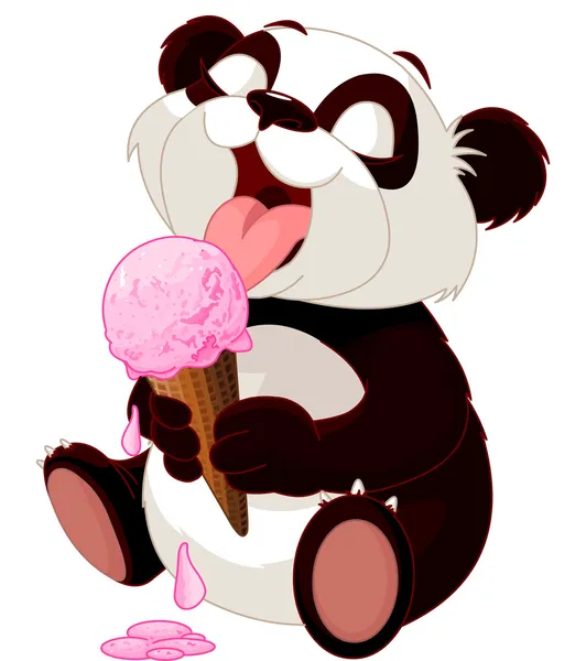 Panda dondurma yeme — Stok Vektör