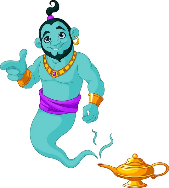 Genie granting the wish — Stock Vector