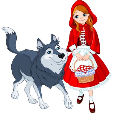 Little red riding hood and wolf clipart