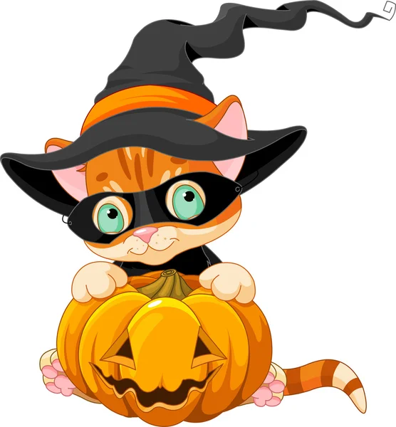 Mignon Halloween chaton — Image vectorielle