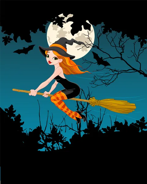 Halloween cadı afiş — Stok Vektör