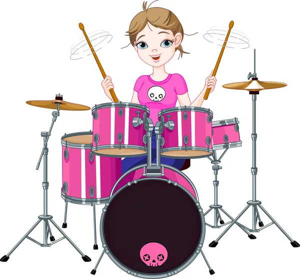 Drummer meisje — Stockvector