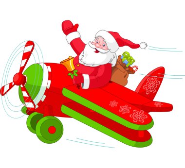 Noel Baba Noel uçak uçan