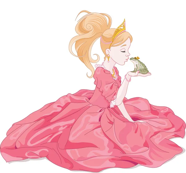 Princess Kissing Frog — Stock Vector