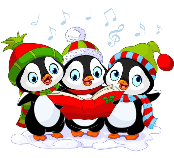 Natal penyanyi pinguin Stok Ilustrasi 