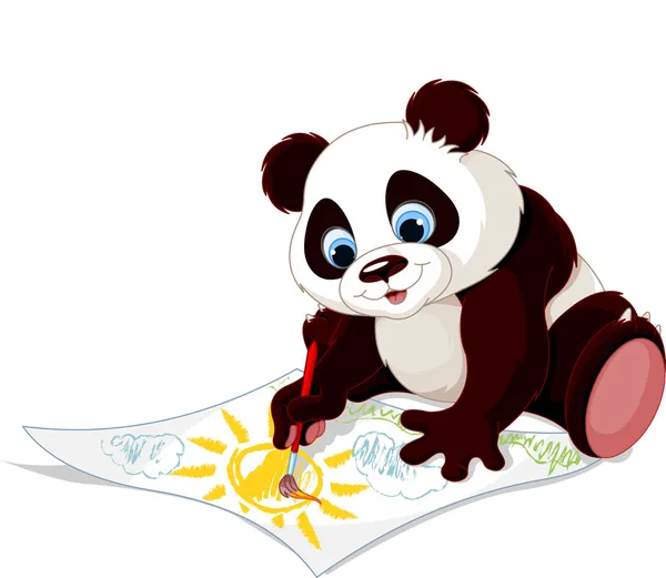 Cute panda drawing picture — Stock Vector