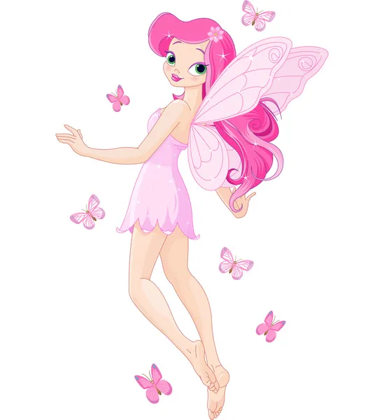 Schattige roze fairy — Stockvector