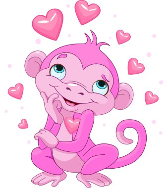 Monkey in love clipart