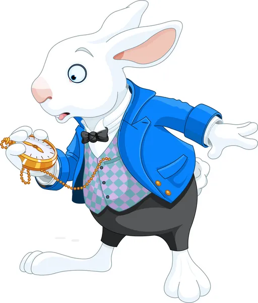 White Rabbit with pocket watch — Stock Vector