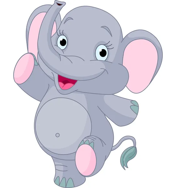 Bebé elefante bailando — Vector de stock