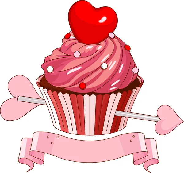 Alla hjärtans cupcake — Stock vektor