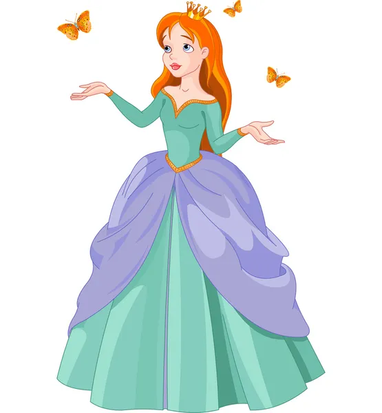 Princesa y mariposas — Vector de stock