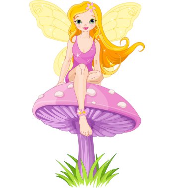 Cute Fairy on the Mushroom clipart