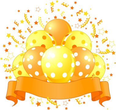 Balon, konfeti ve kopya alanı şerit