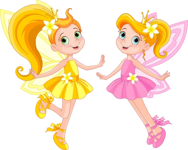 Two cute fairies in fly — Stock Vector