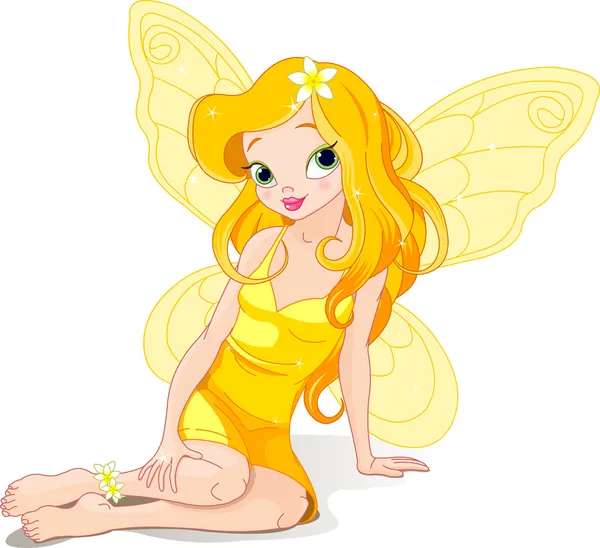Beautiful yellow fairy — Stock Vector