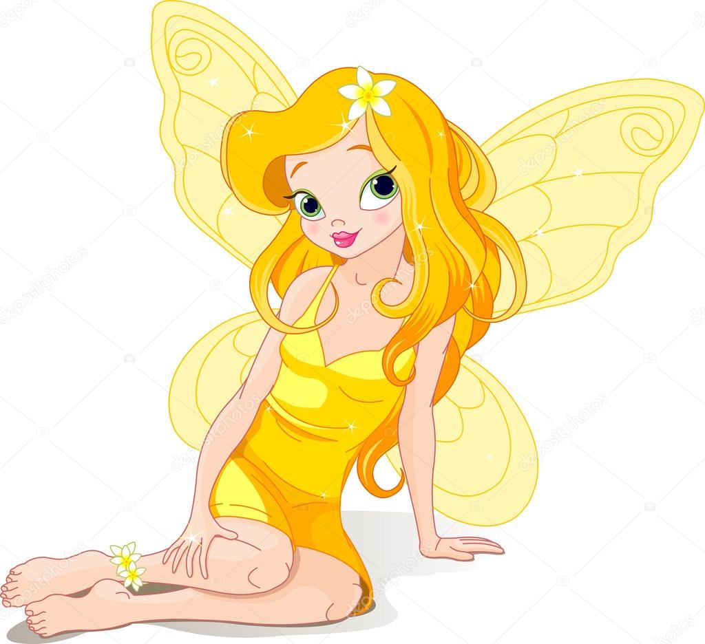 Beautiful yellow fairy — Stock Vector © Dazdraperma #46806203