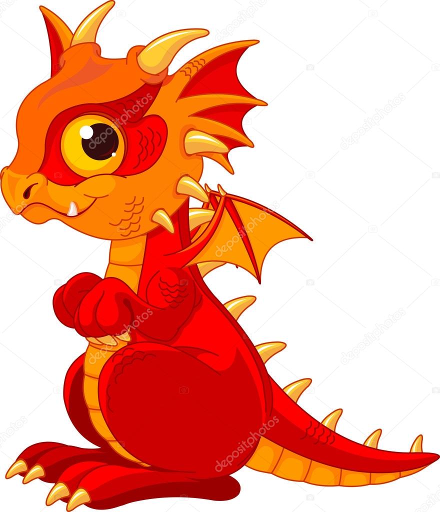 Cute cartoon baby dragon