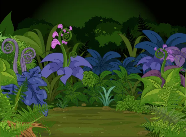 植物のジャングルの風景 — ストックベクタ