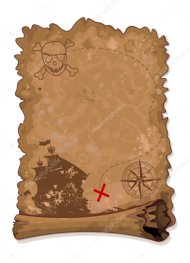 Illustration of Pirate scroll map