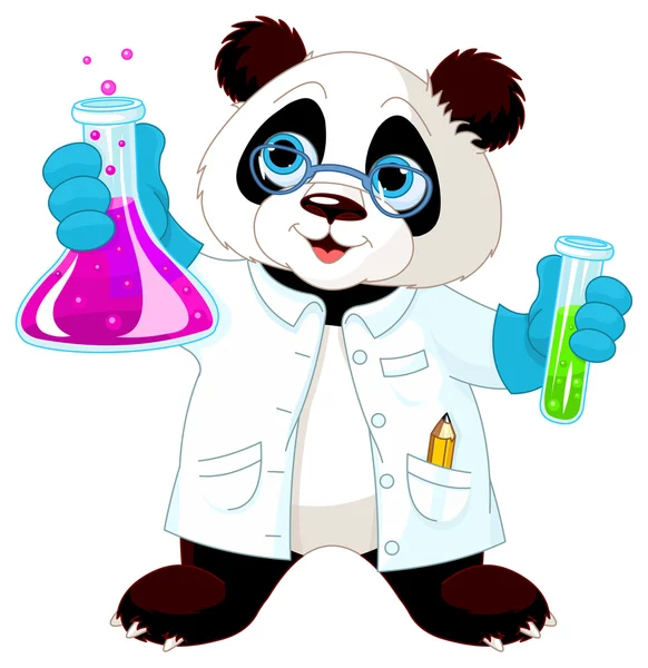 Panda en laboratorio — Vector de stock