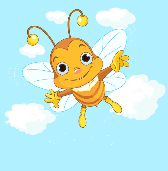 蜜蜂飞在天空中 — 图库矢量图片