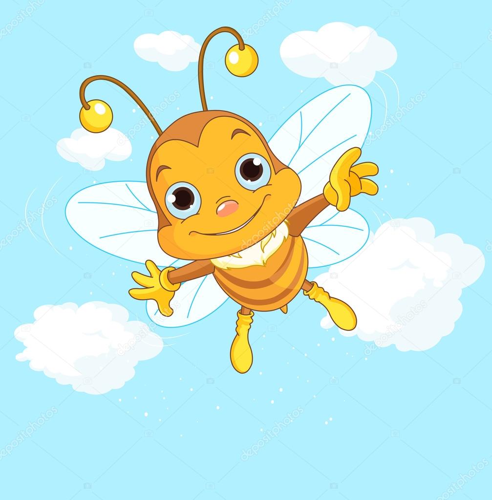 Bee flies in the sky