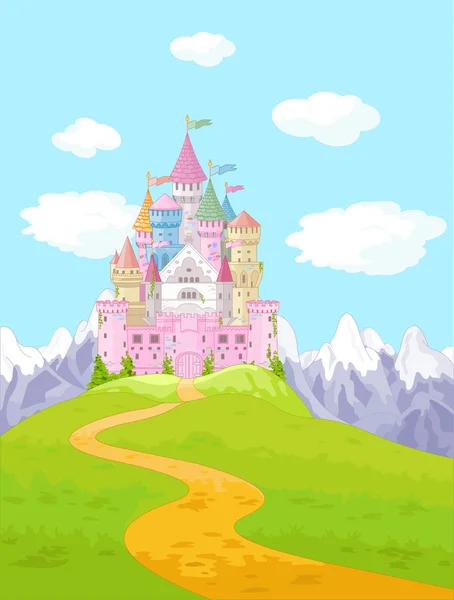 Cuento de hadas mágico princesa castillo — Vector de stock