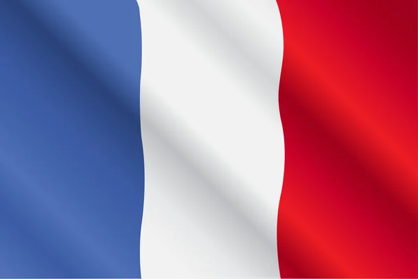 Drapeau de France soufflant dans le vent — Image vectorielle