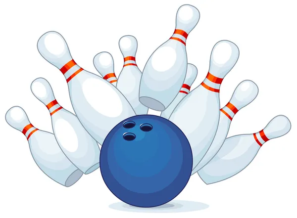 Düşen iğne ile bowling topu grev. — Stok Vektör