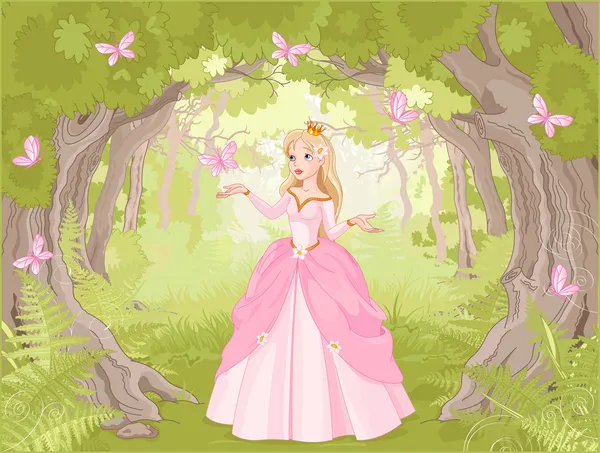 Charmante princesse en bois — Image vectorielle