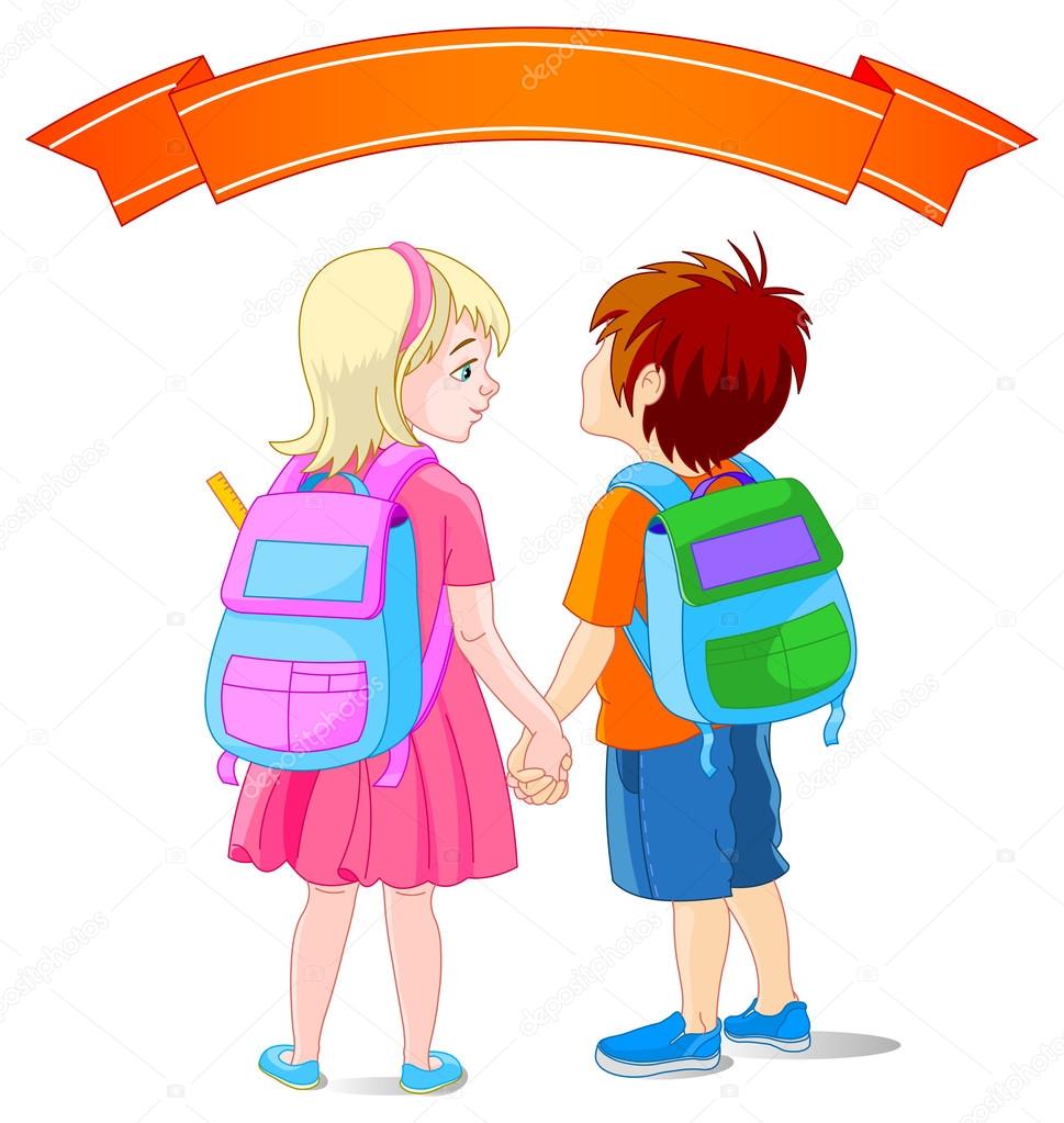 Girl And Boy Going To School Stock Vector By ©Dazdraperma 49801021
