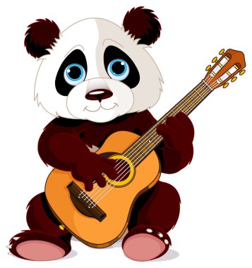 Panda gitar çalıyor.
