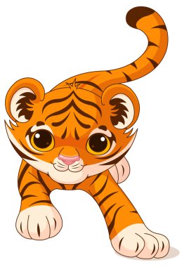 illustratie voor crouching tiger van schattige baby