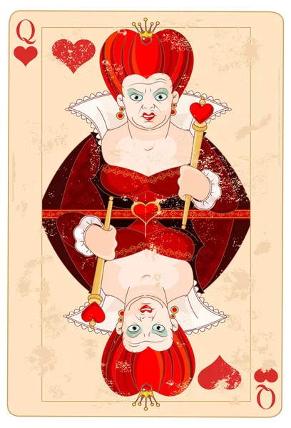 Reina de corazones jugando a las cartas — Archivo Imágenes Vectoriales