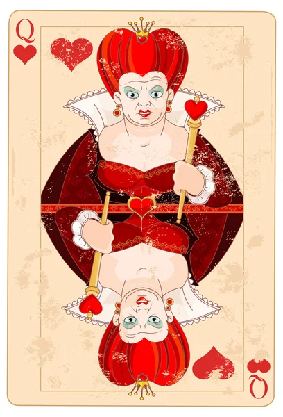 Queen of hearts oyun kağıdı — Stok Vektör