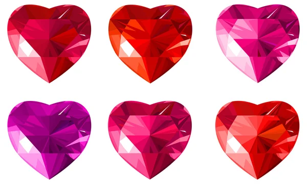 Kolekce šperků červené srdce. — Stockový vektor