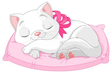 Yastığın üzerinde uyuyan kedi