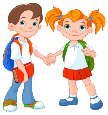 Boy and girl ready to school