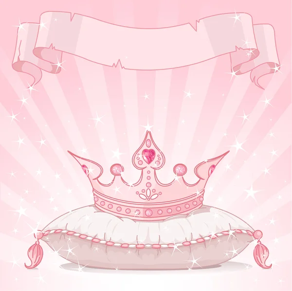 Princesa corona en la almohada — Vector de stock