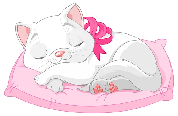 Gato durmiendo en almohada — Vector de stock