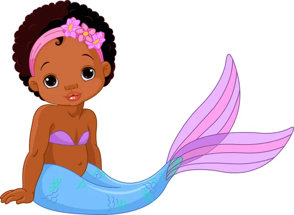 Illustration Mermaid Baby Girl — Stock Vector
